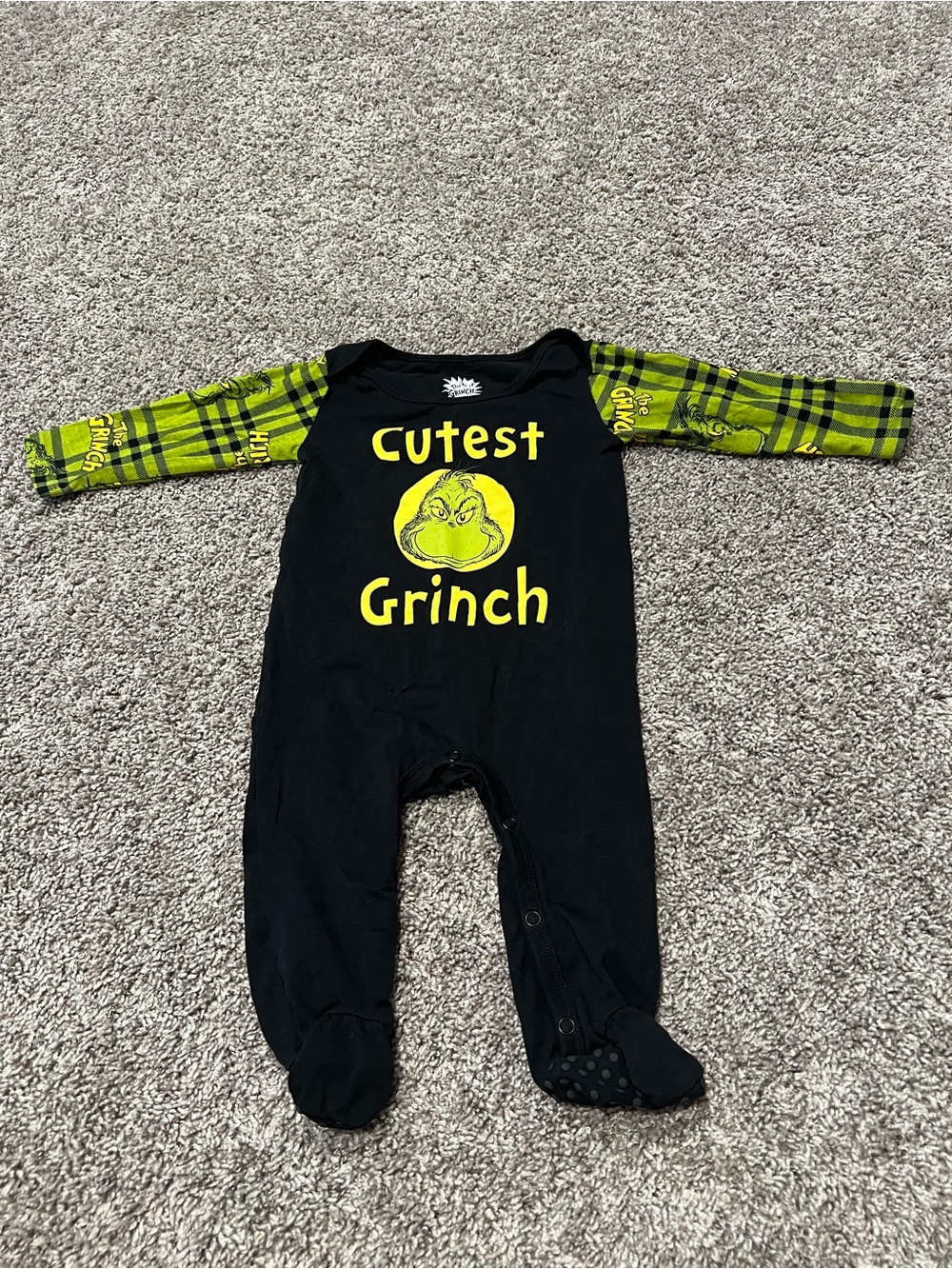 Grinch Black and Green Baby One-Piece - size 24 months